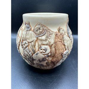 Vintage Jardinia Harmony Kingdom Cat Fancy Vase Inside Inscription New In Box